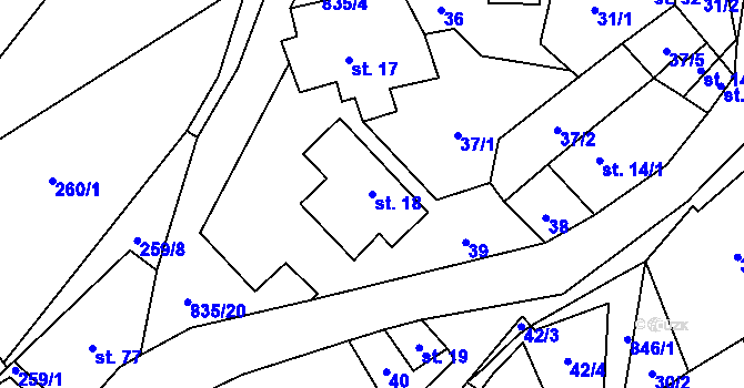 Parcela st. 18 v KÚ Anenská Studánka, Katastrální mapa