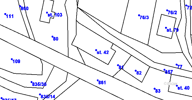Parcela st. 42 v KÚ Anenská Studánka, Katastrální mapa