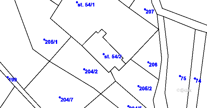 Parcela st. 54/2 v KÚ Anenská Studánka, Katastrální mapa