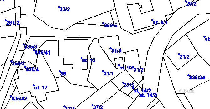 Parcela st. 31 v KÚ Anenská Studánka, Katastrální mapa