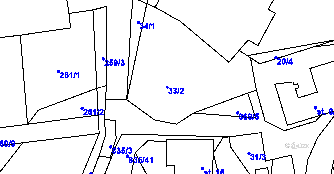 Parcela st. 33/2 v KÚ Anenská Studánka, Katastrální mapa