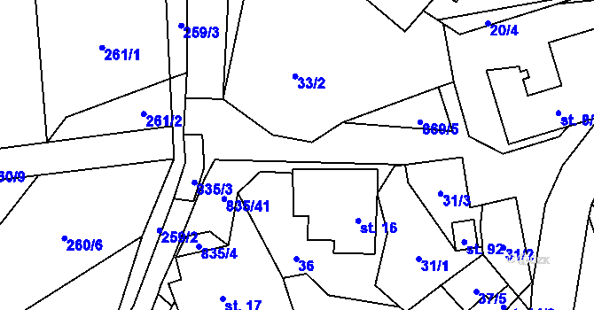 Parcela st. 35 v KÚ Anenská Studánka, Katastrální mapa