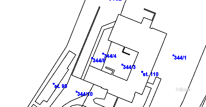 Parcela st. 344/4 v KÚ Anenská Studánka, Katastrální mapa