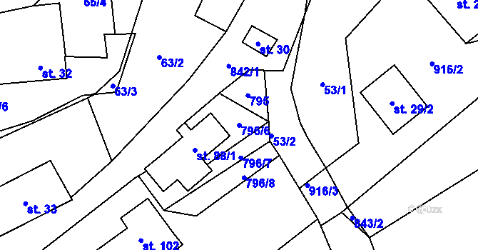 Parcela st. 796/6 v KÚ Anenská Studánka, Katastrální mapa