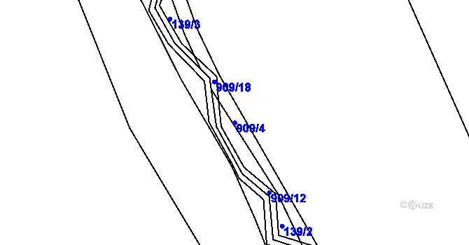 Parcela st. 909/4 v KÚ Anenská Studánka, Katastrální mapa