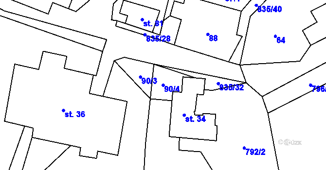 Parcela st. 90/4 v KÚ Anenská Studánka, Katastrální mapa