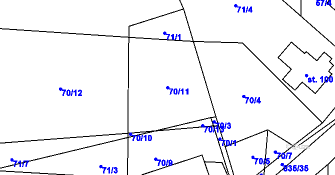 Parcela st. 70/11 v KÚ Anenská Studánka, Katastrální mapa