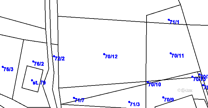 Parcela st. 70/12 v KÚ Anenská Studánka, Katastrální mapa