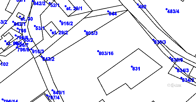 Parcela st. 803/16 v KÚ Anenská Studánka, Katastrální mapa