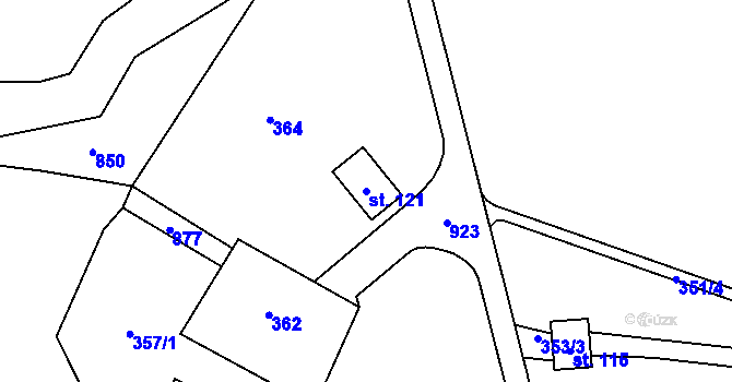 Parcela st. 121 v KÚ Anenská Studánka, Katastrální mapa