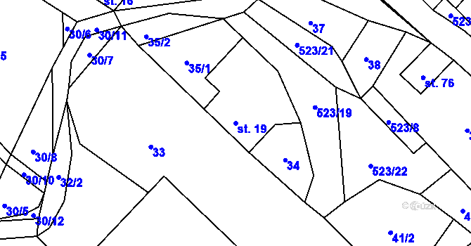 Parcela st. 19 v KÚ Helvíkov, Katastrální mapa