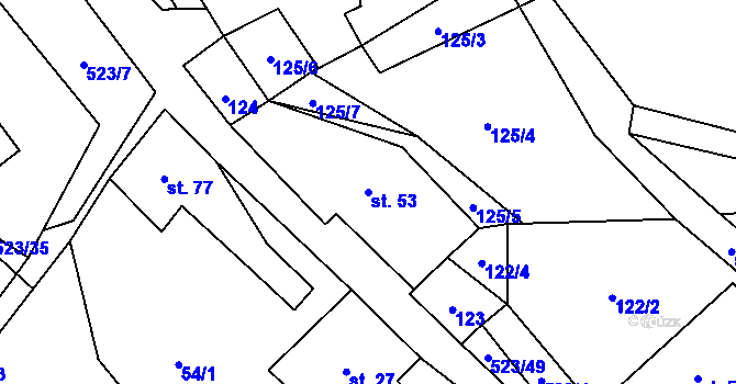 Parcela st. 53 v KÚ Helvíkov, Katastrální mapa