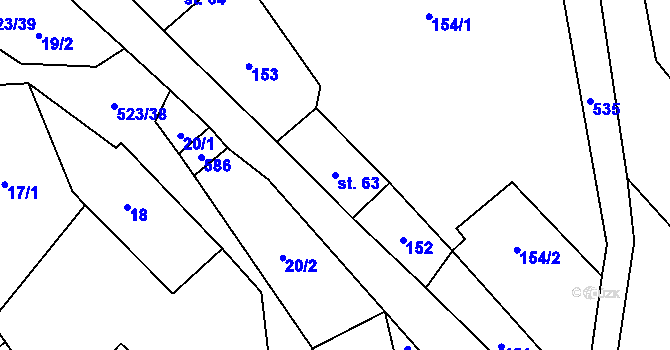 Parcela st. 63 v KÚ Helvíkov, Katastrální mapa
