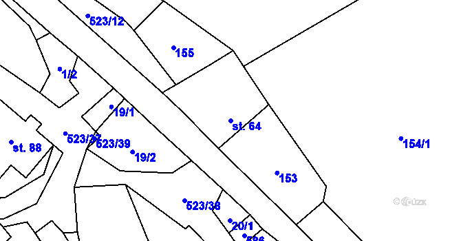 Parcela st. 64 v KÚ Helvíkov, Katastrální mapa