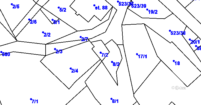 Parcela st. 7/2 v KÚ Helvíkov, Katastrální mapa