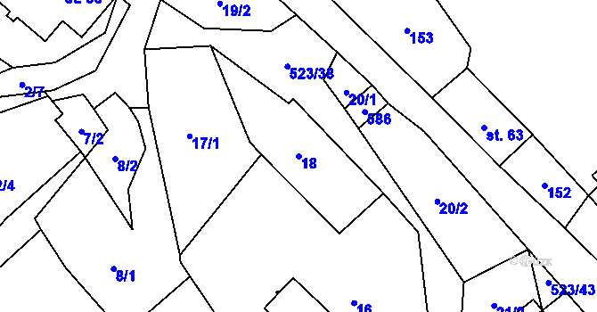 Parcela st. 18 v KÚ Helvíkov, Katastrální mapa