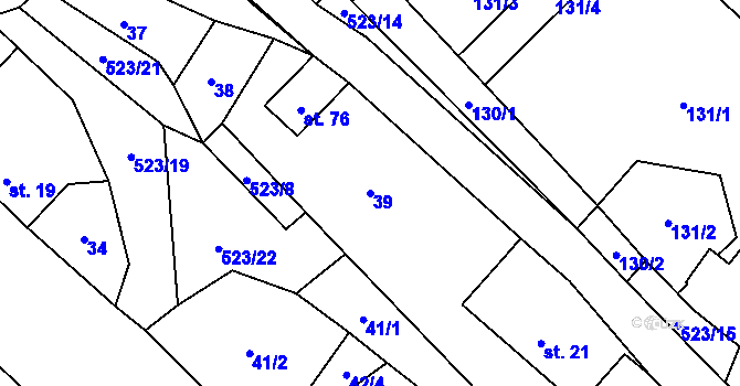 Parcela st. 39 v KÚ Helvíkov, Katastrální mapa