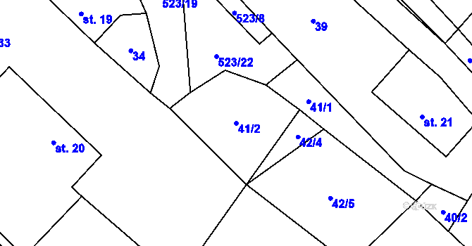 Parcela st. 41/2 v KÚ Helvíkov, Katastrální mapa