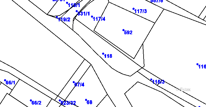 Parcela st. 118 v KÚ Helvíkov, Katastrální mapa