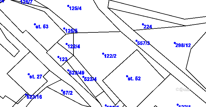 Parcela st. 122/2 v KÚ Helvíkov, Katastrální mapa