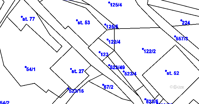 Parcela st. 123 v KÚ Helvíkov, Katastrální mapa