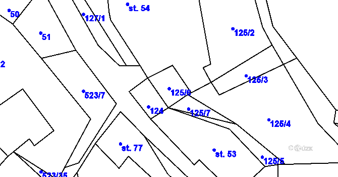 Parcela st. 125/6 v KÚ Helvíkov, Katastrální mapa