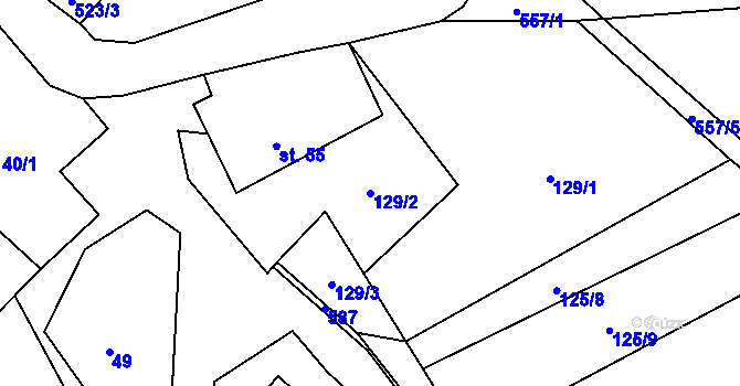 Parcela st. 129/2 v KÚ Helvíkov, Katastrální mapa