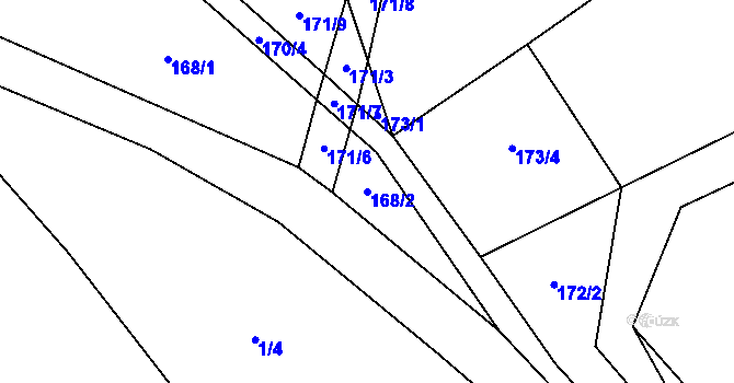 Parcela st. 168/2 v KÚ Helvíkov, Katastrální mapa