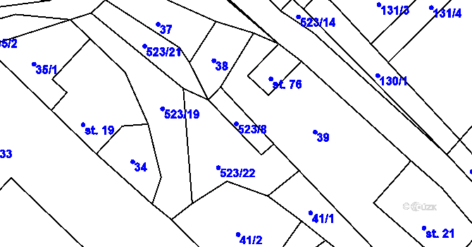 Parcela st. 523/8 v KÚ Helvíkov, Katastrální mapa
