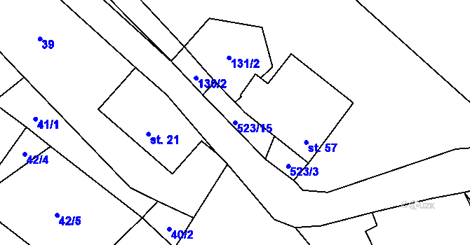 Parcela st. 523/15 v KÚ Helvíkov, Katastrální mapa
