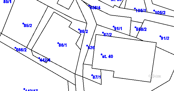 Parcela st. 526 v KÚ Helvíkov, Katastrální mapa