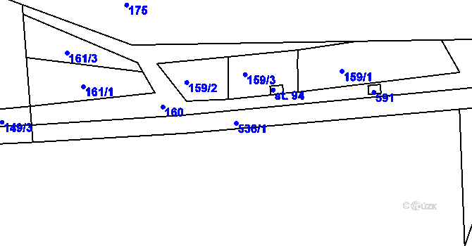 Parcela st. 536/1 v KÚ Helvíkov, Katastrální mapa