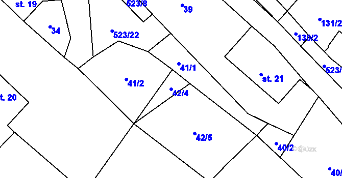 Parcela st. 42/4 v KÚ Helvíkov, Katastrální mapa