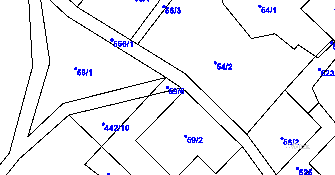 Parcela st. 59/5 v KÚ Helvíkov, Katastrální mapa