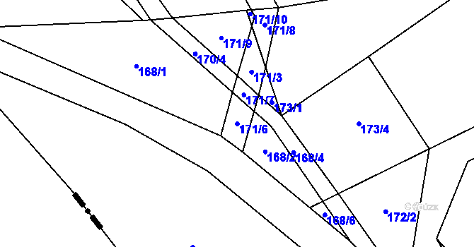 Parcela st. 171/6 v KÚ Helvíkov, Katastrální mapa