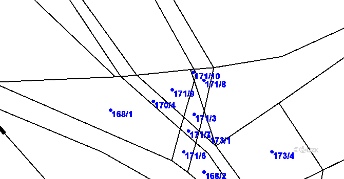 Parcela st. 171/9 v KÚ Helvíkov, Katastrální mapa