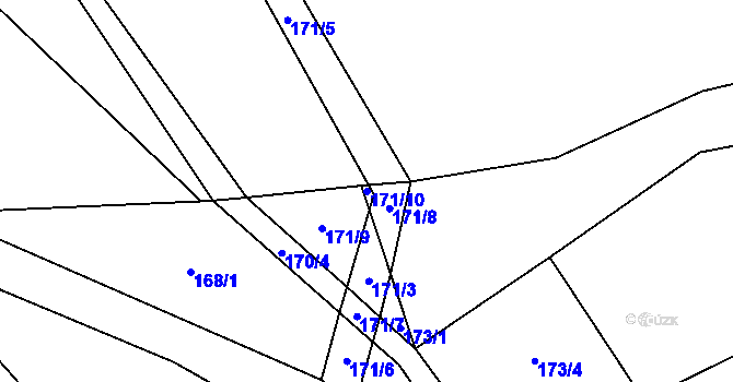 Parcela st. 171/10 v KÚ Helvíkov, Katastrální mapa