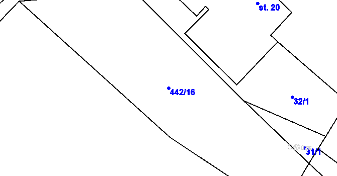 Parcela st. 442/16 v KÚ Helvíkov, Katastrální mapa