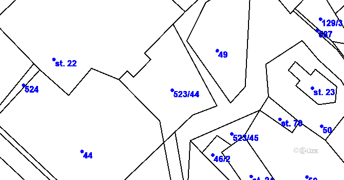 Parcela st. 523/44 v KÚ Helvíkov, Katastrální mapa
