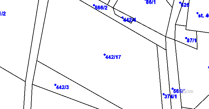 Parcela st. 442/17 v KÚ Helvíkov, Katastrální mapa
