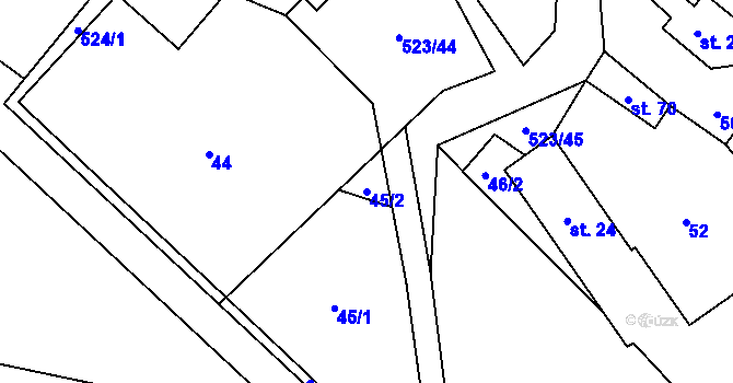 Parcela st. 45/2 v KÚ Helvíkov, Katastrální mapa