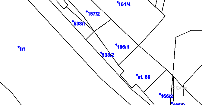 Parcela st. 538/2 v KÚ Helvíkov, Katastrální mapa