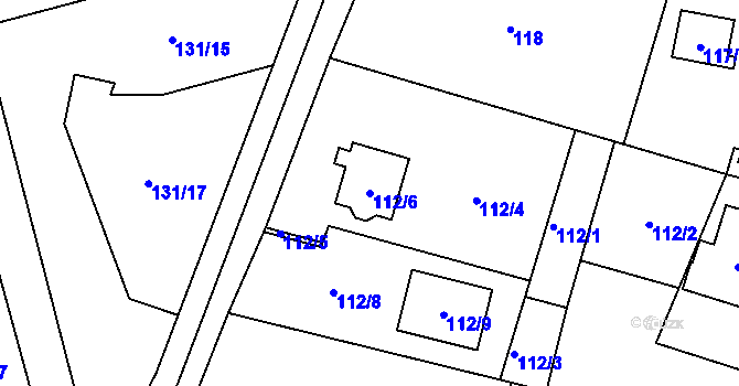 Parcela st. 112/6 v KÚ Antošovice, Katastrální mapa