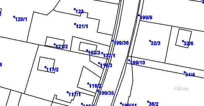 Parcela st. 122/1 v KÚ Antošovice, Katastrální mapa