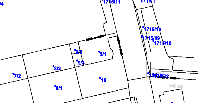 Parcela st. 9/1 v KÚ Antošovice, Katastrální mapa