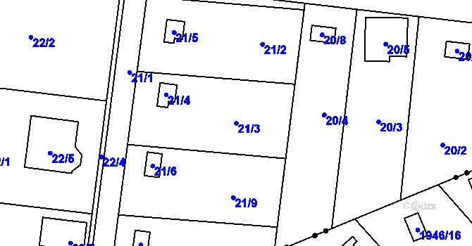 Parcela st. 21/3 v KÚ Antošovice, Katastrální mapa