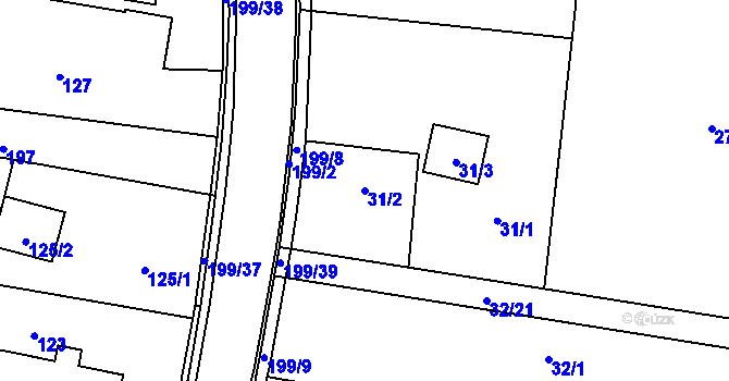 Parcela st. 31/2 v KÚ Antošovice, Katastrální mapa