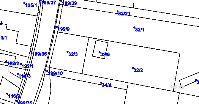 Parcela st. 32/6 v KÚ Antošovice, Katastrální mapa