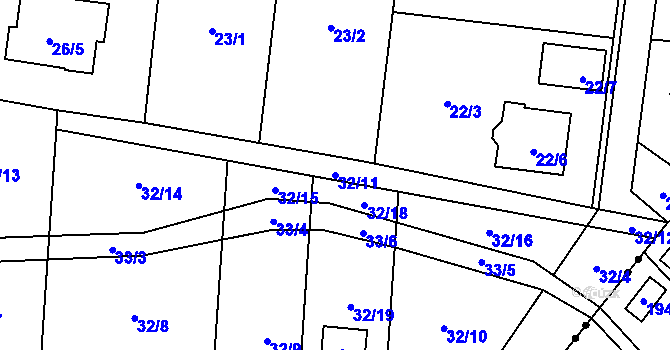 Parcela st. 32/11 v KÚ Antošovice, Katastrální mapa