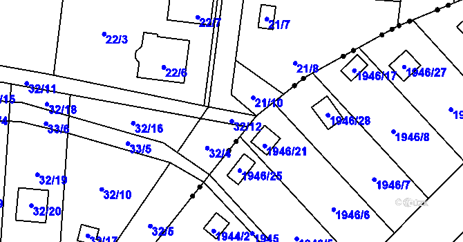 Parcela st. 32/12 v KÚ Antošovice, Katastrální mapa